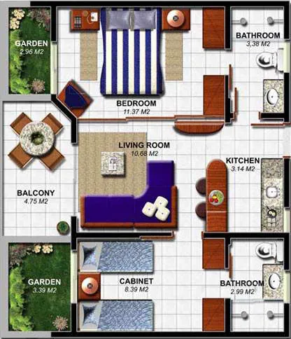 Planta do apartamento Família Deluxe